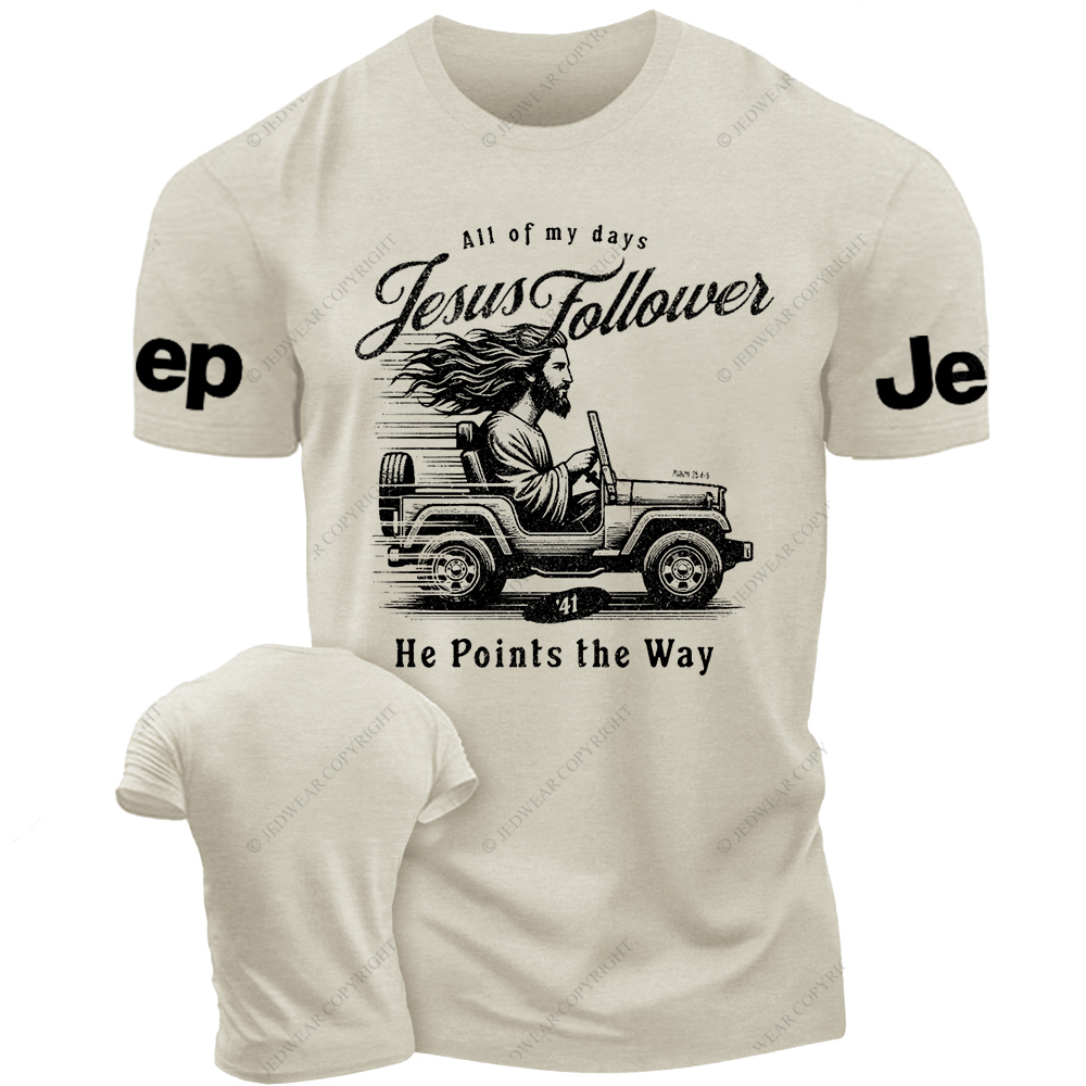 Follower Of Jesus Religion He Points The Way Jp T-Shirt