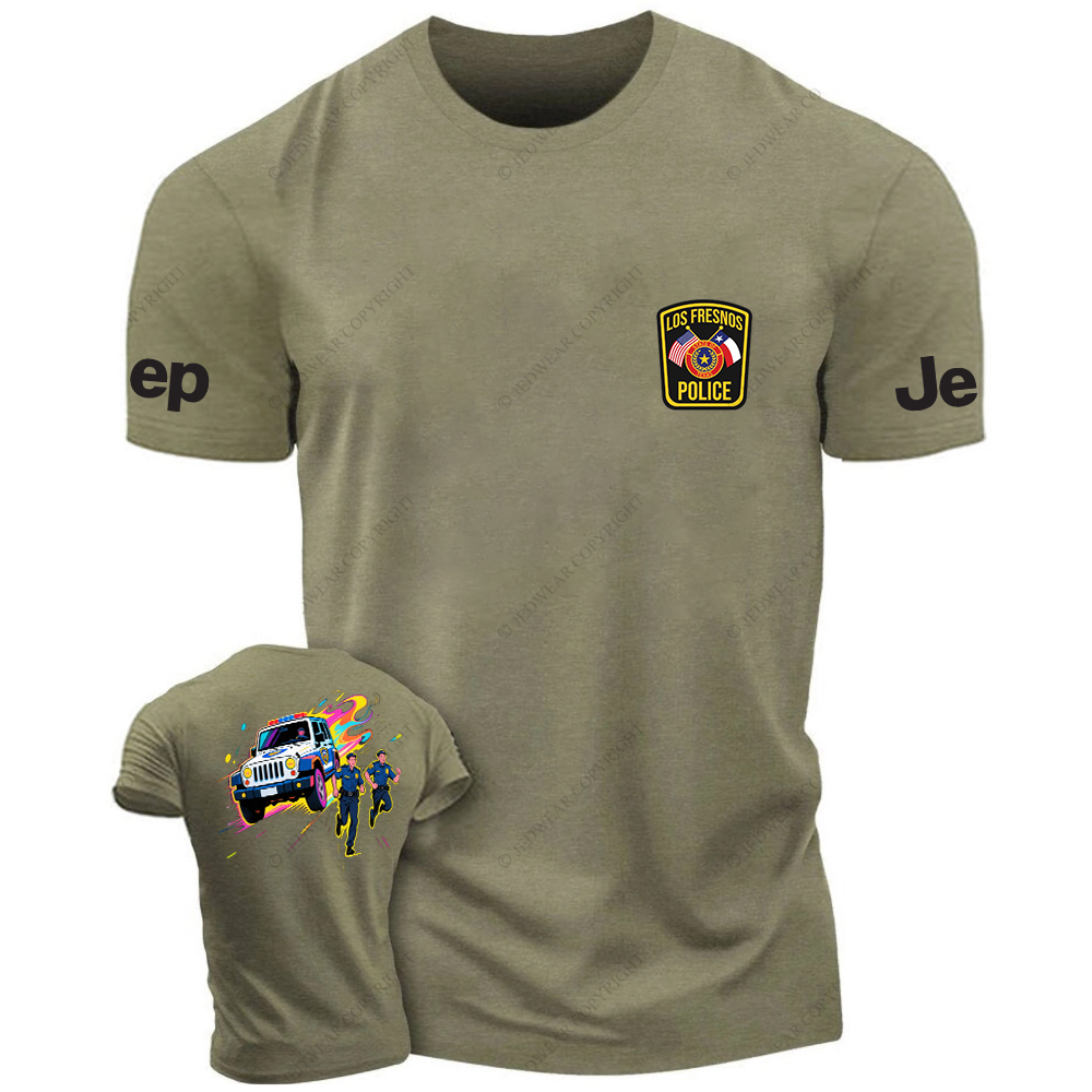 Police Car And Running Policeman JP T-Shirt