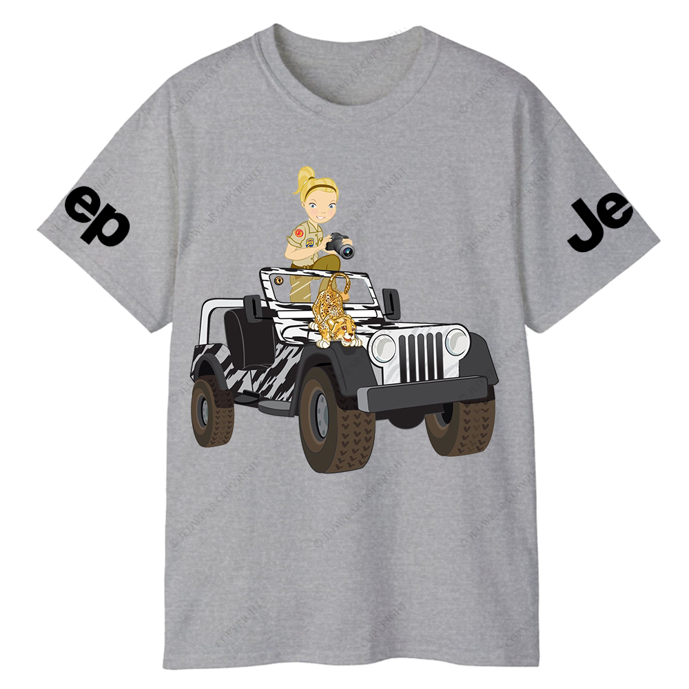 Cartoon Girl And Tiger Holding Camera Jp T-Shirt