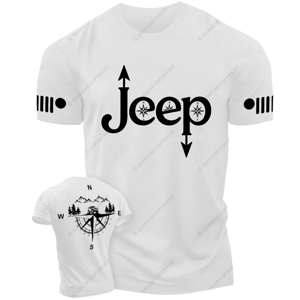 Compass Mountains And Trees Front And Rear Design Jp T-Shirt