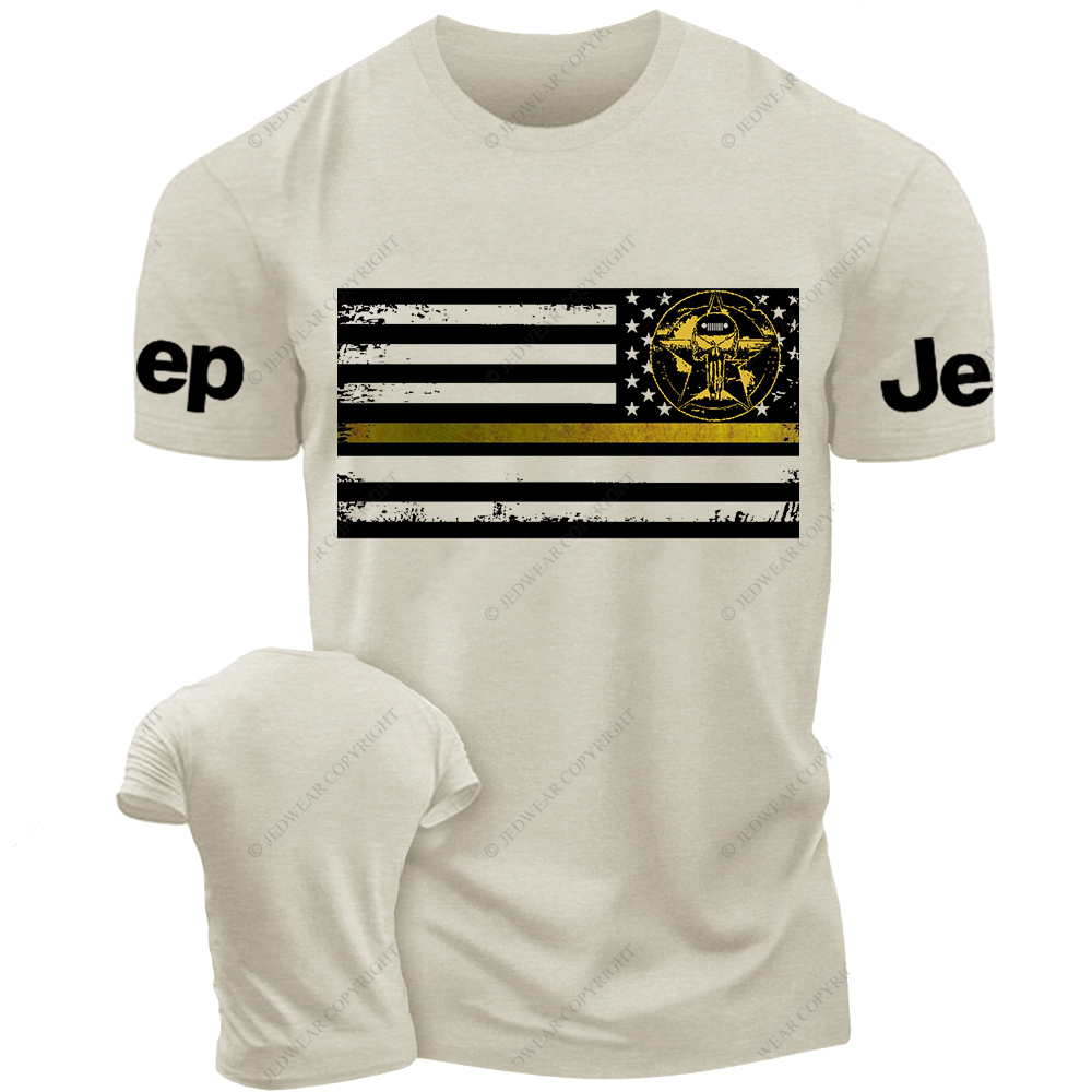 Reverse Thin Yellow Line Metal American Flag Jp T-Shirt