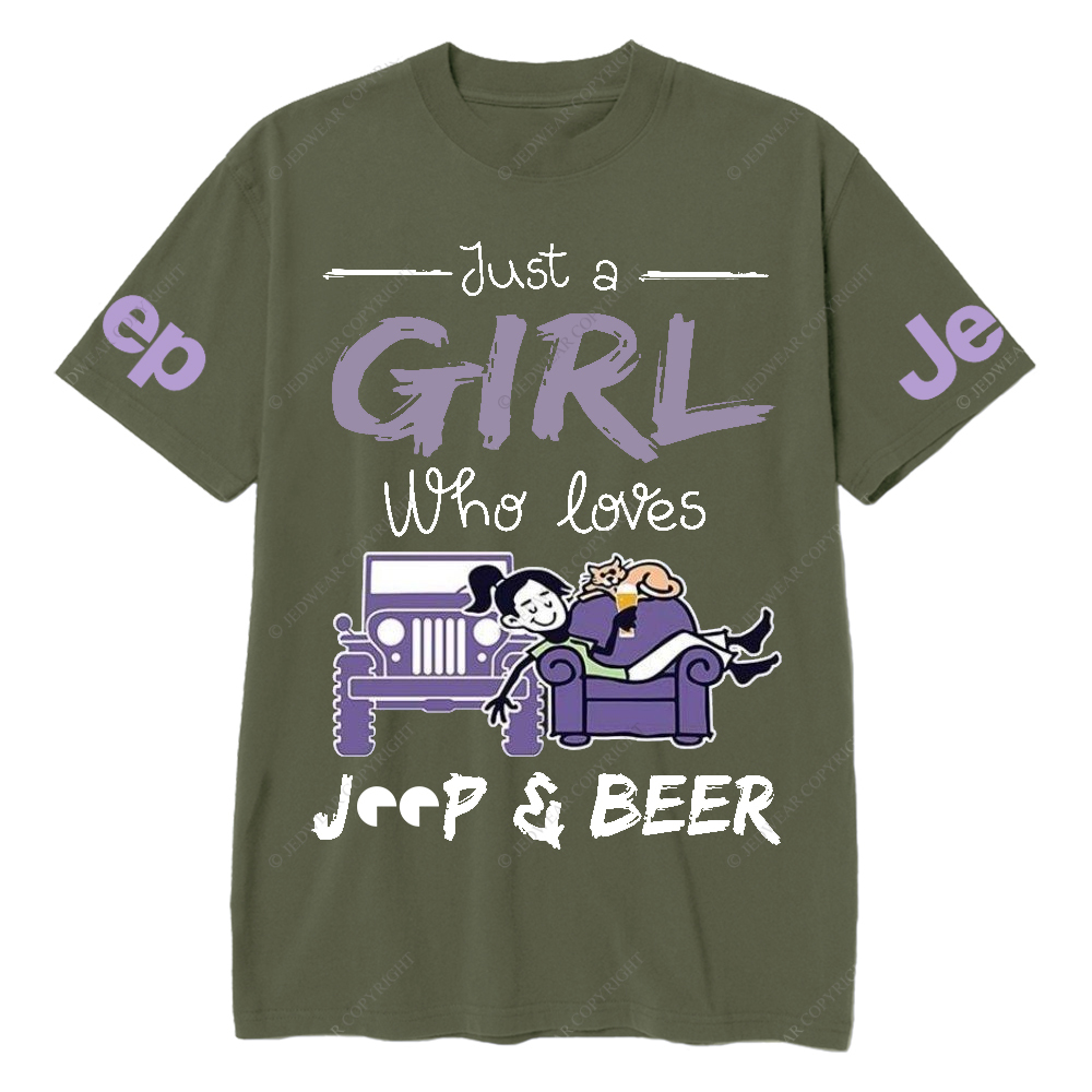 Just A Girl Who Loves Car And Beer Jp T-Shirt