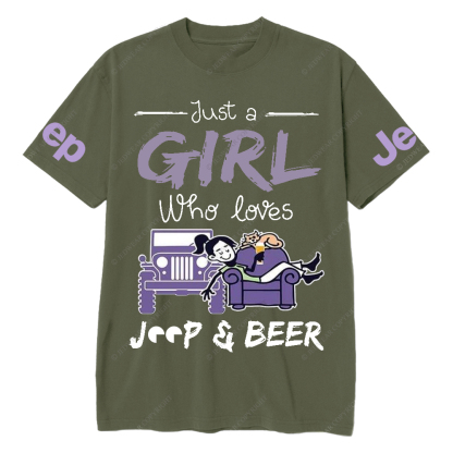 Just A Girl Who Loves Car And Beer Jp T-Shirt