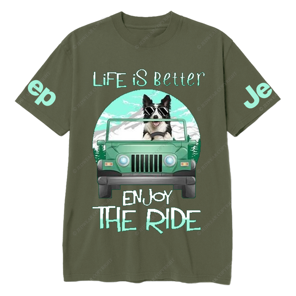 Husky Pet Dog Enjoy The Ride Life Is Better Jp T-Shirt