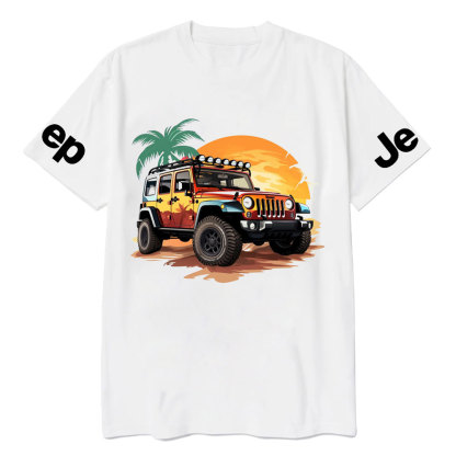 Palm Tree Sunset Maple Leaf Jp and Beach T-Shirt