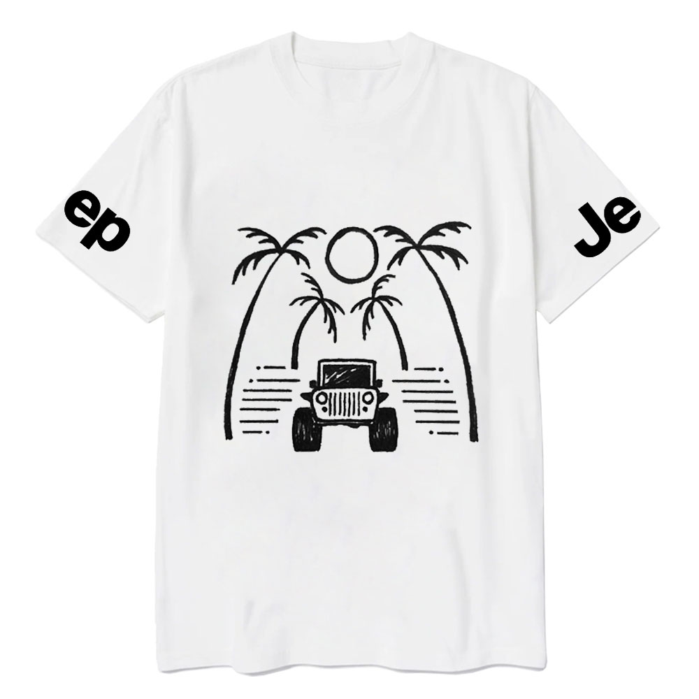 Jp Casual Palm Tree Hand-Painted Print T-shirt