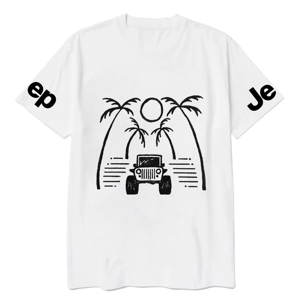 Jp Casual Palm Tree Hand-Painted Print T-shirt