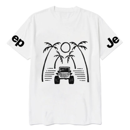 Jp Casual Palm Tree Hand-Painted Print T-shirt