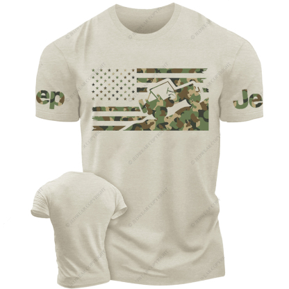 Willys  Camouflage Color American Flag Jp T-Shirt
