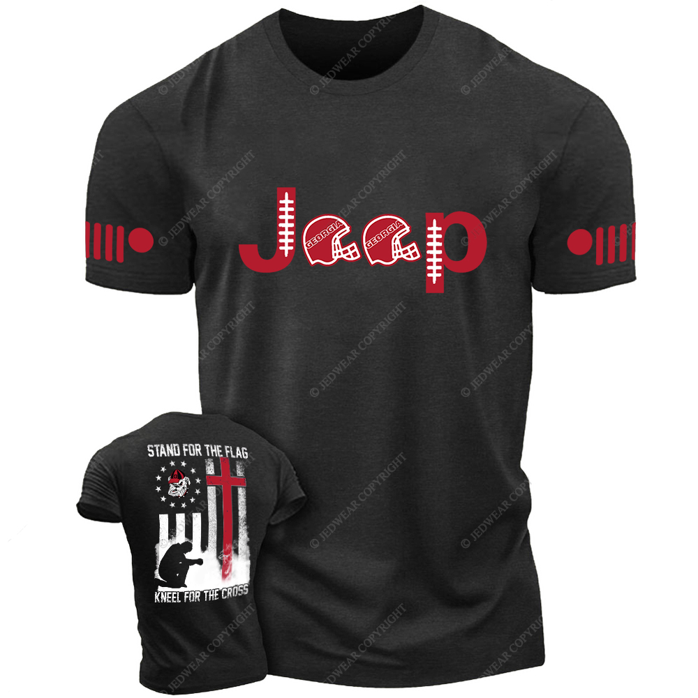 Georgia Bulldogs Stand For The Flag Kneel For The Cross Nation Religion Jp T-Shirt