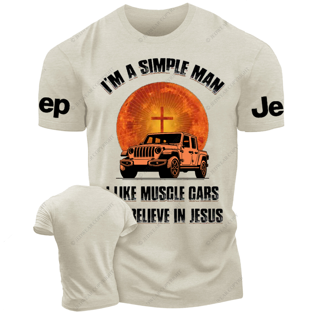 Religion I Am A Simple Man I Like Drag Racing And Believe In Jesus Jp T-Shirt