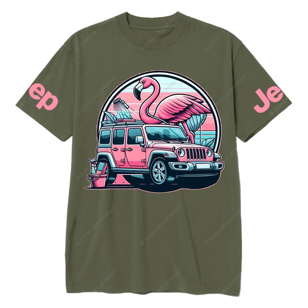 Pink Car Flamingo Jp T-Shirt