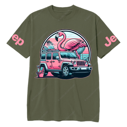 Pink Car Flamingo Jp T-Shirt