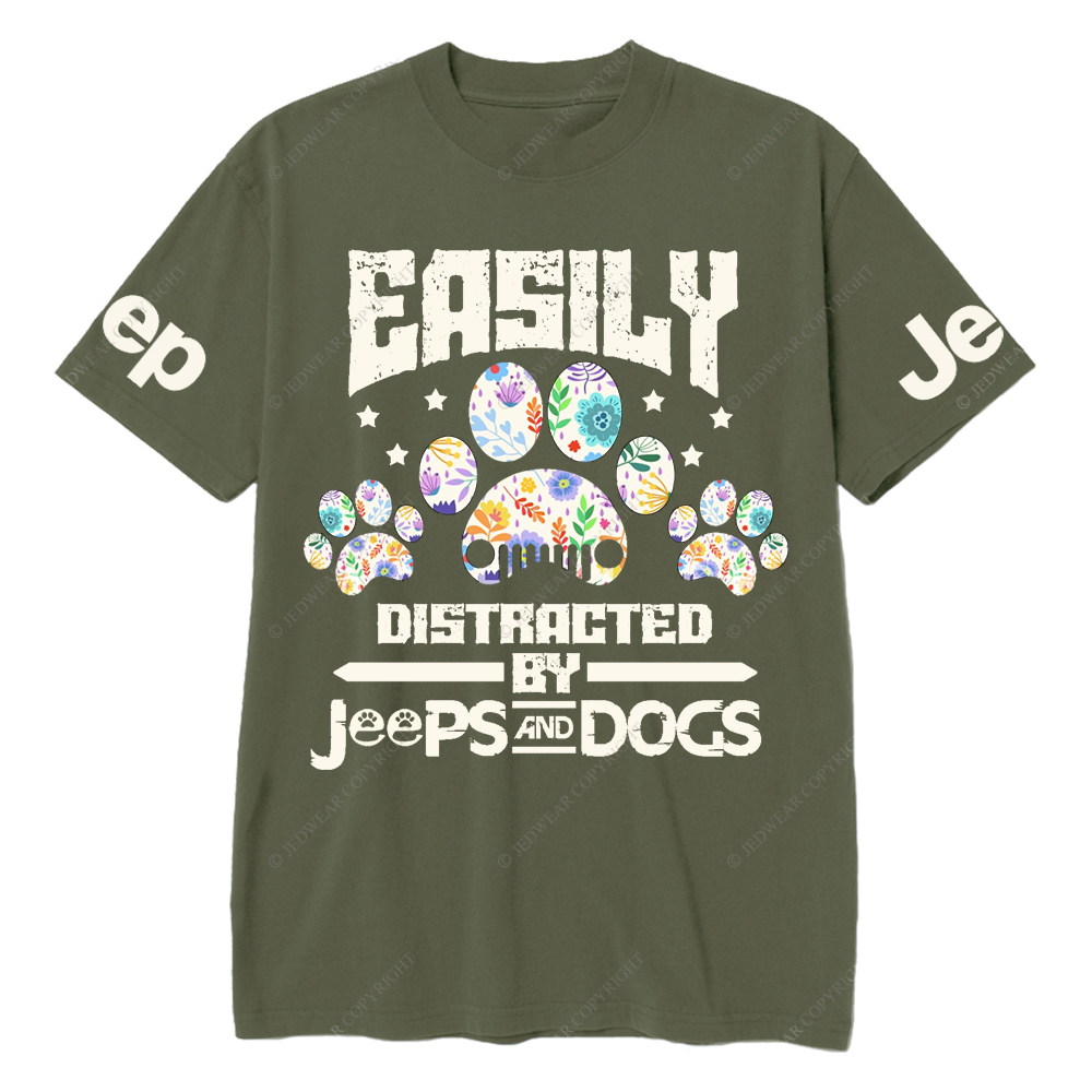 Easily Distracted By Car And Dogs Pet Paw Jp T-Shirt