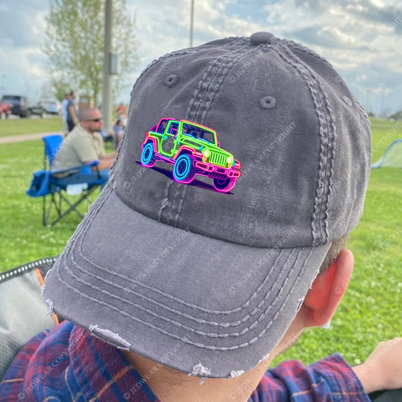Colorful Neon Lines Off-Road CarJp Baseball Cap