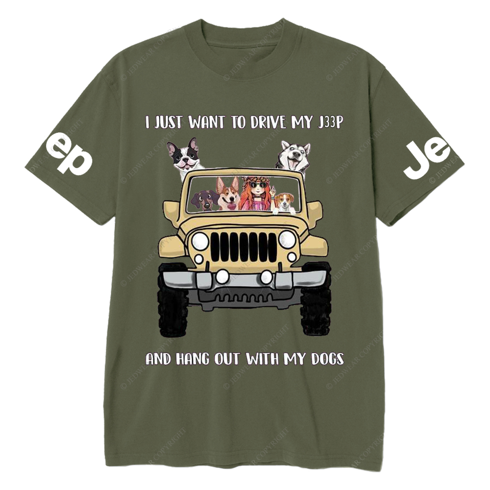 I Just Want To Drive My Car And Hang Out With My Dogs Jp T-Shirt