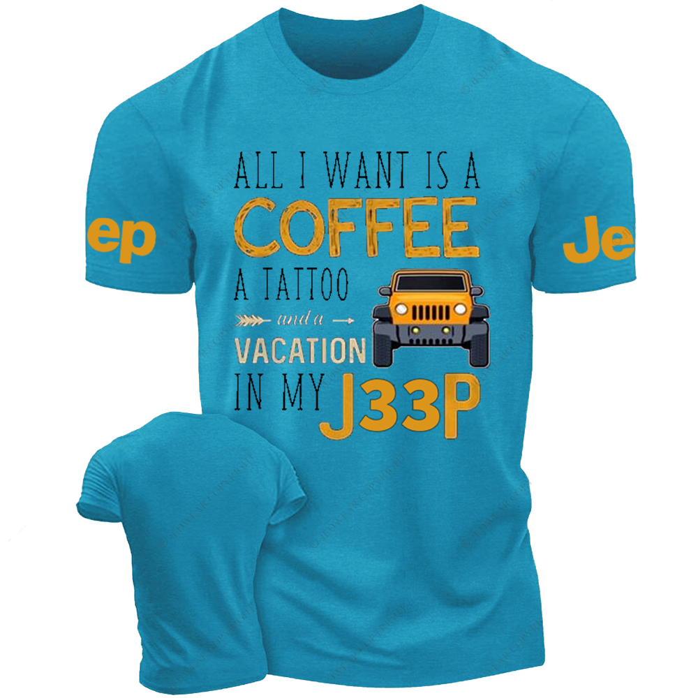 All I Want Is A Coffee A Tattoo And A Vacation In My Car Jp T-Shirt 
