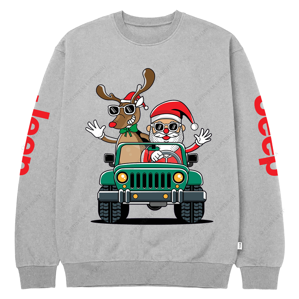 Santa And Reindeer Driving Christmas Jp Casual Hoodie