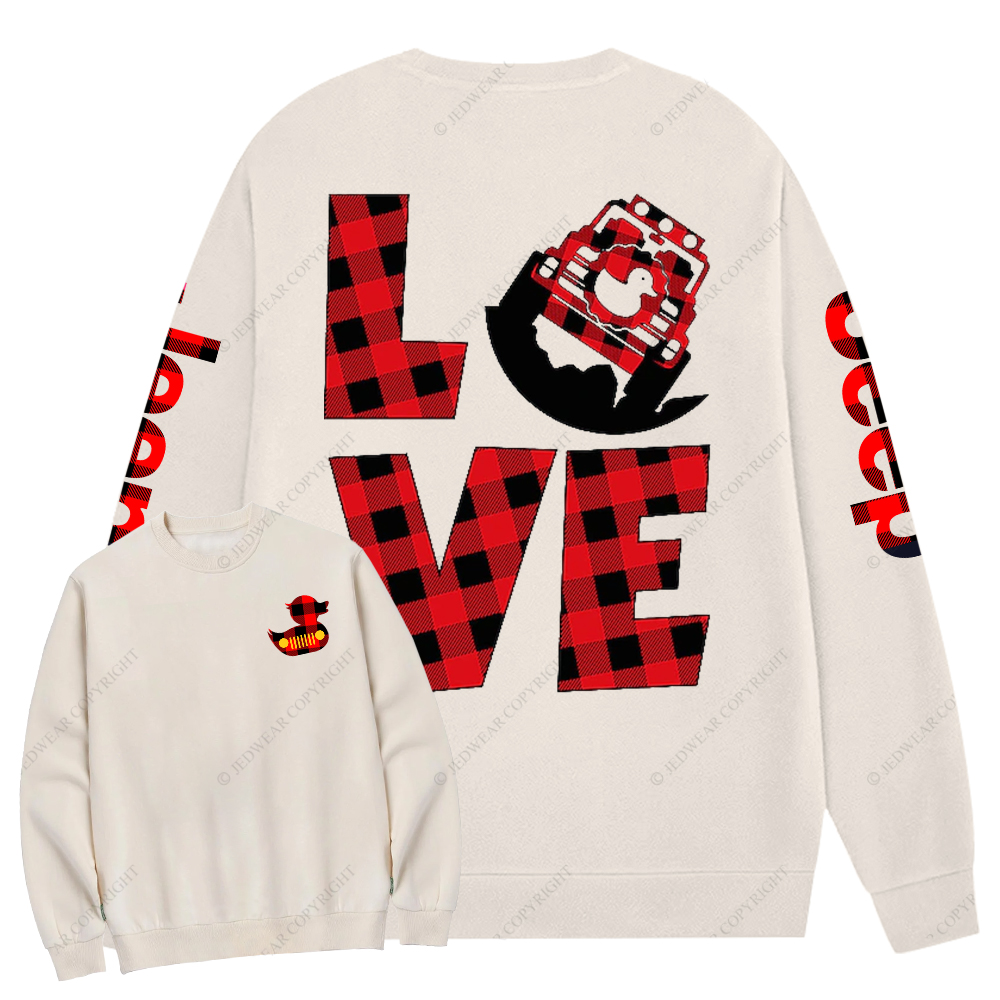 Christmas Black And Red Duck Love Car Jp Crew Neck Sweatshirt