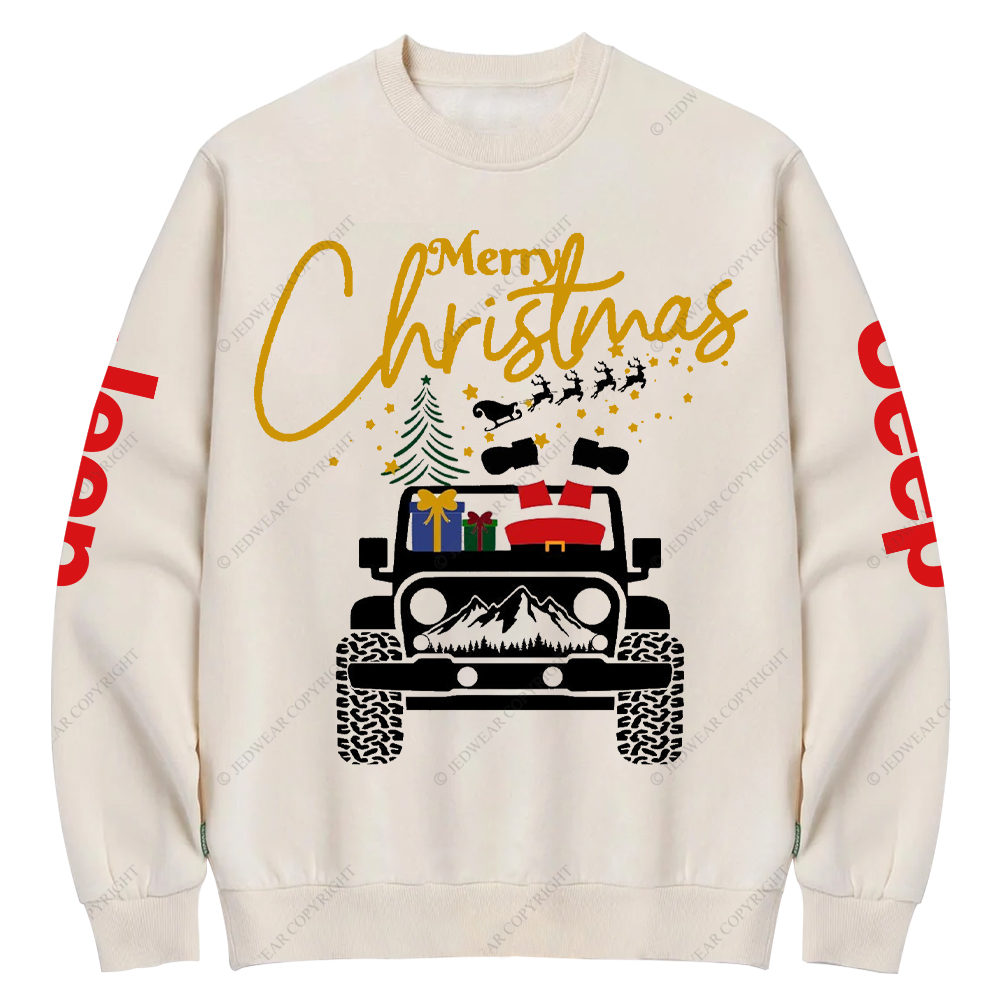 Merry Christmas Car Mountain Jp Crew Neck Sweatshirt