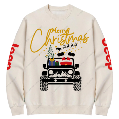 Merry Christmas Car Mountain Jp Crew Neck Sweatshirt