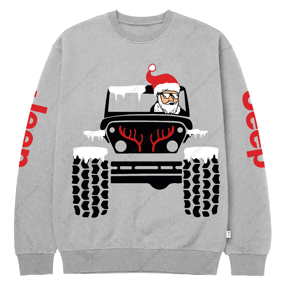 Christmas Santa Claus Driving Offroad Jp Crew Neck Sweatshirt