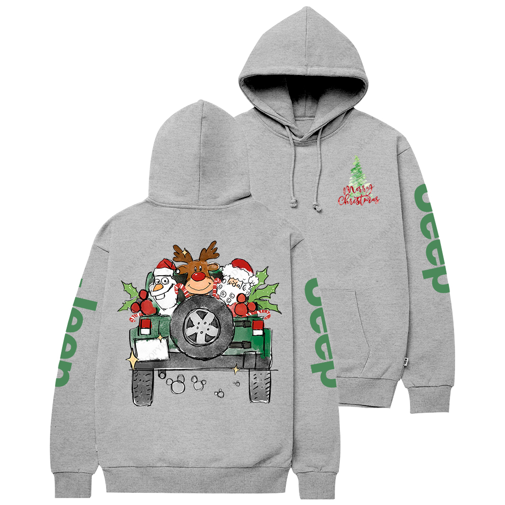 Car Merry Christmas Deer Snowman Santa Mouse Ears  Jp Casual Hoodie