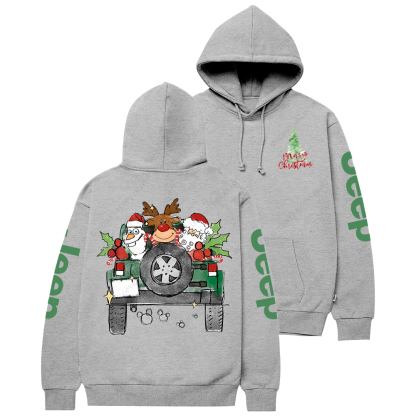 Car Merry Christmas Deer Snowman Santa Mouse Ears  Jp Casual Hoodie