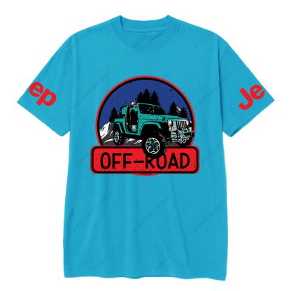 Off-Road Vehicle Driving On Mountain Road Surrounded By Trees JP T-Shirt