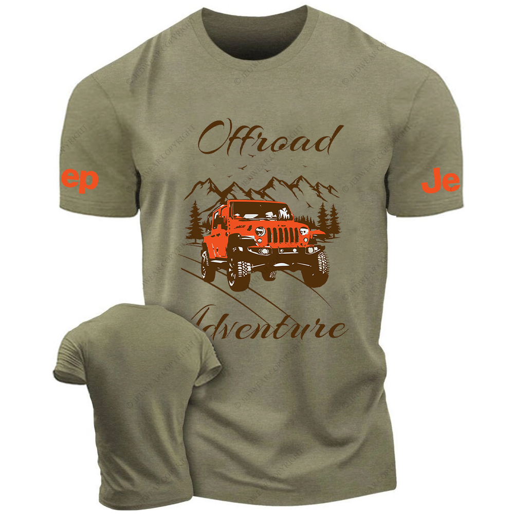 Off-Road Adventure Orange Vehicle Driving On The Road JP T-Shirt