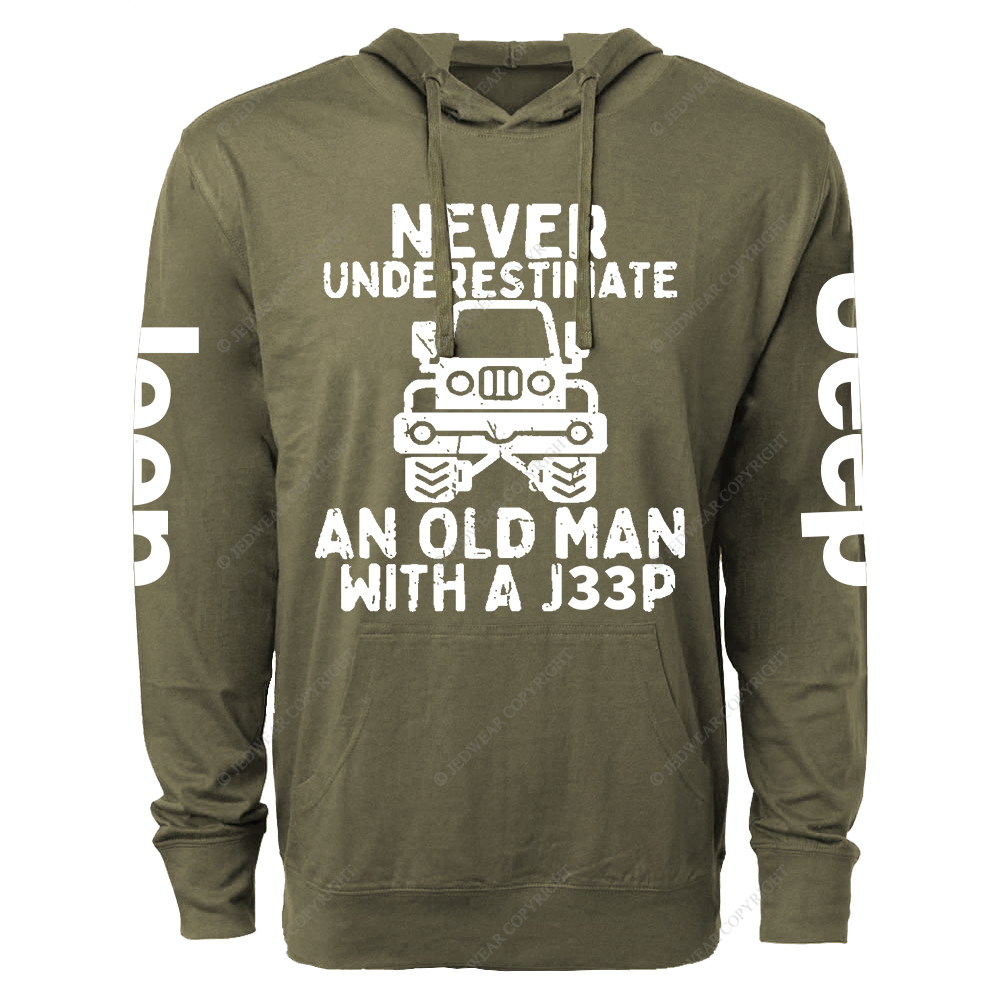 Never Underestimate An Old Man With A Car Jp Lightweight Hoodie