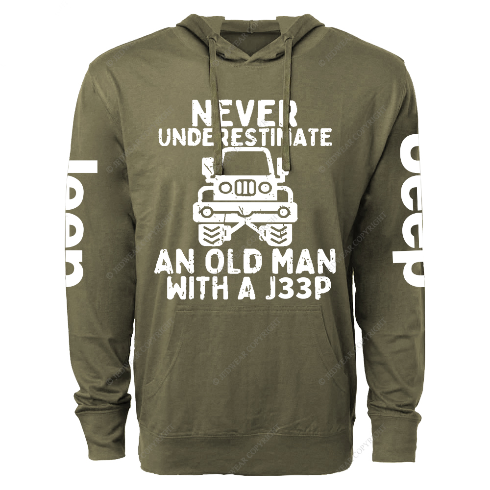 Never Underestimate An Old Man With A Car Jp Lightweight Hoodie
