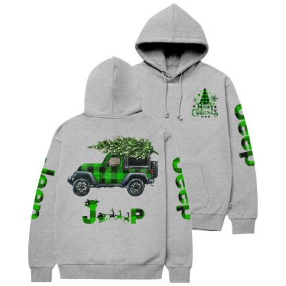 Merry Christmas Green Black Plaid Jp Casual Hoodie