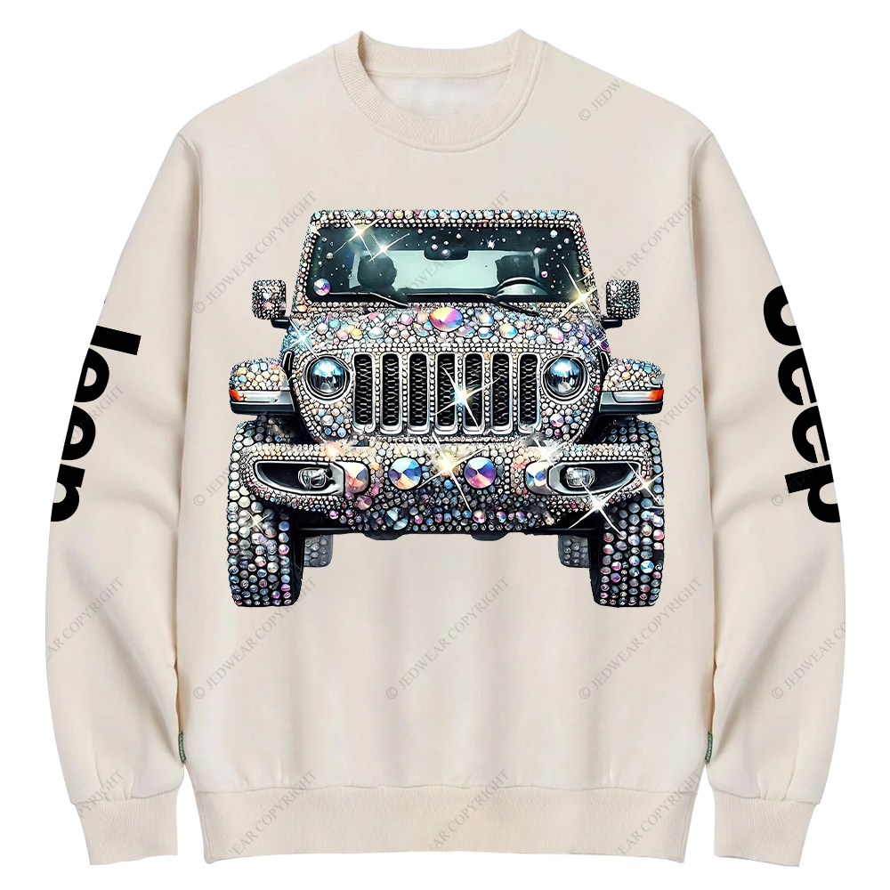 Bling Sparkle Rhinestone Car Glam Girl Jp Crew Neck Sweatshirt
