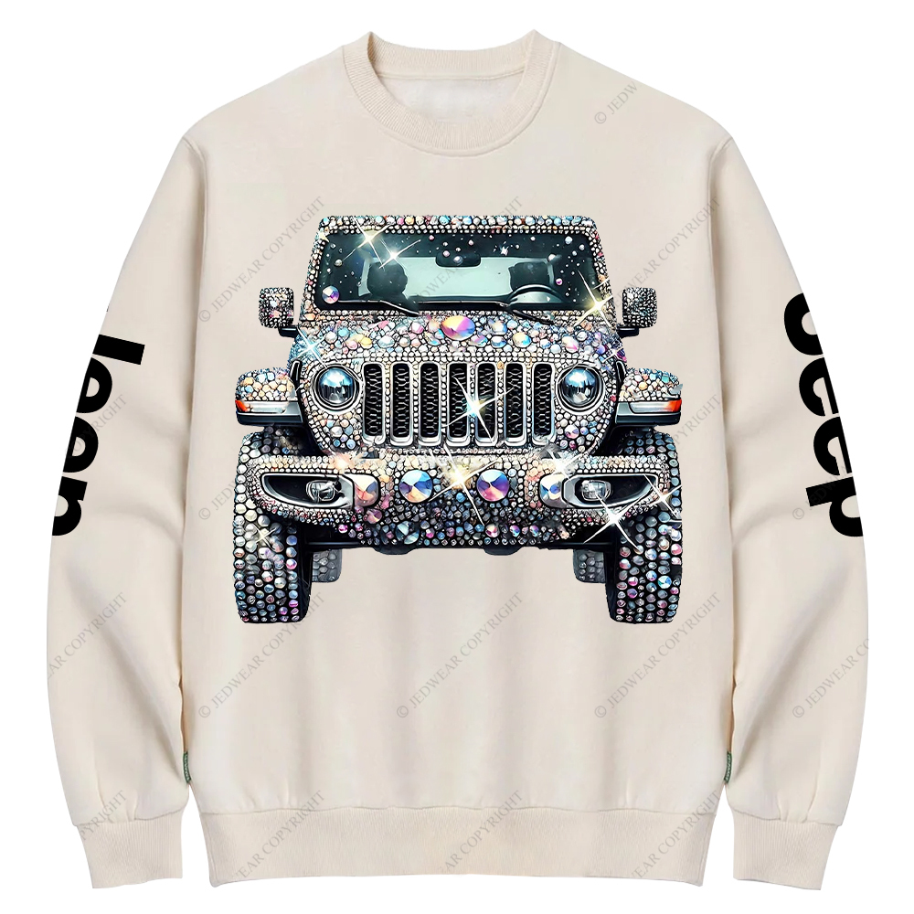 Bling Sparkle Rhinestone Car Glam Girl Jp Crew Neck Sweatshirt
