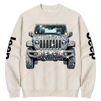 Bling Sparkle Rhinestone Car Glam Girl Jp Crew Neck Sweatshirt