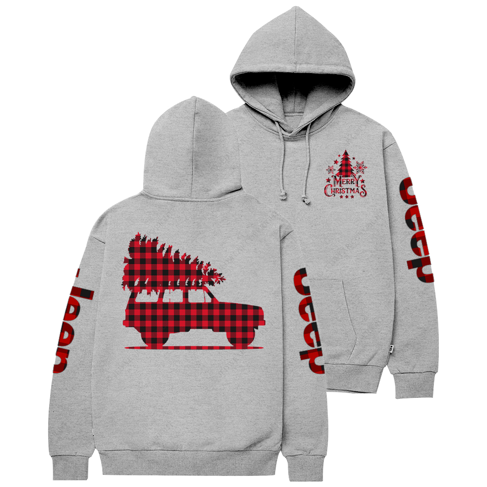 Merry Christmas Tree Red And Black Plaid Jp Casual Hoodie