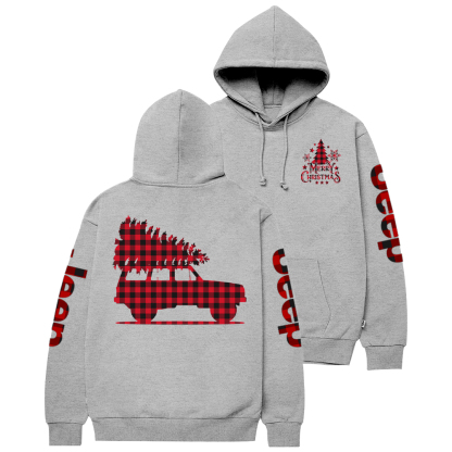 Merry Christmas Tree Red And Black Plaid Jp Casual Hoodie