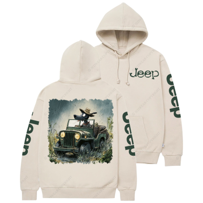 Dog Driving A Car In The Rain Jp Casual Hoodie