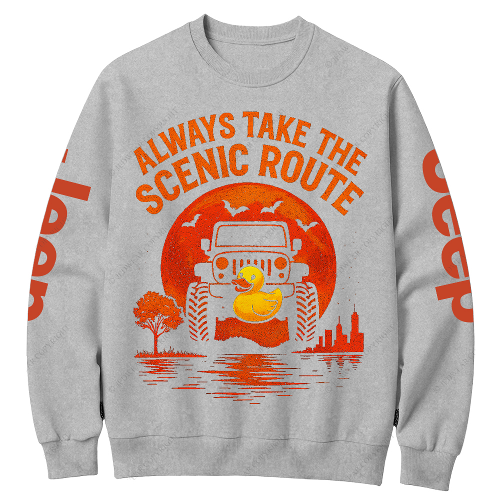 Duck Always Take The Scenic Route Jp Crew Neck Sweatshirt