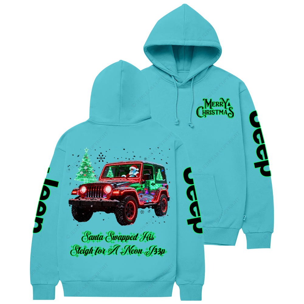 Santa Swapped His Sleigh for A Neon Merry Christmas Jp Casual Hoodie