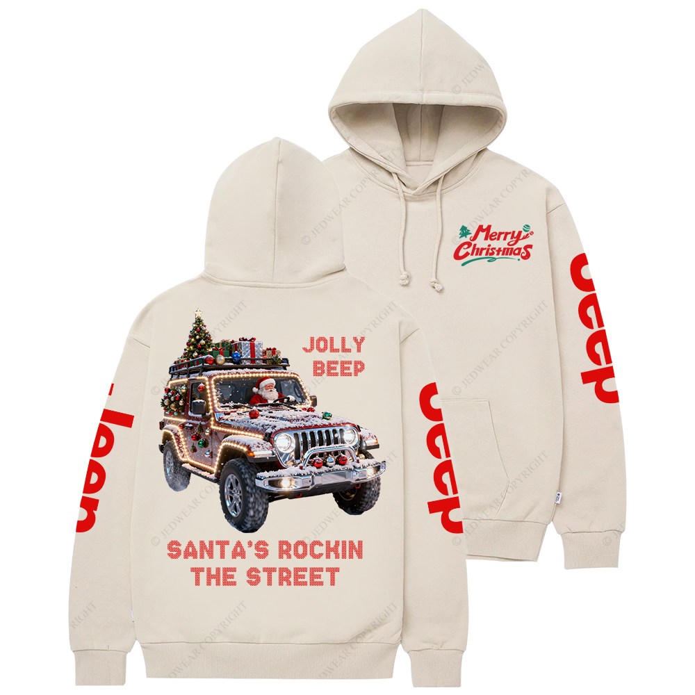 Santa’s Rockin The Street Merry Christmas Jp Casual Hoodie