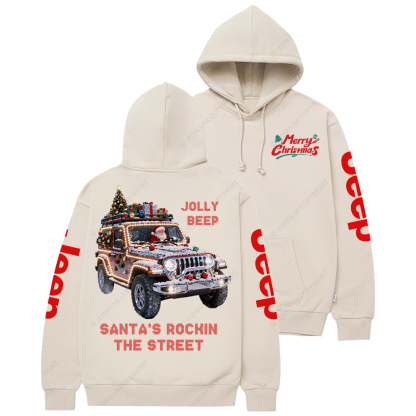 Santa’s Rockin The Street Merry Christmas Jp Casual Hoodie