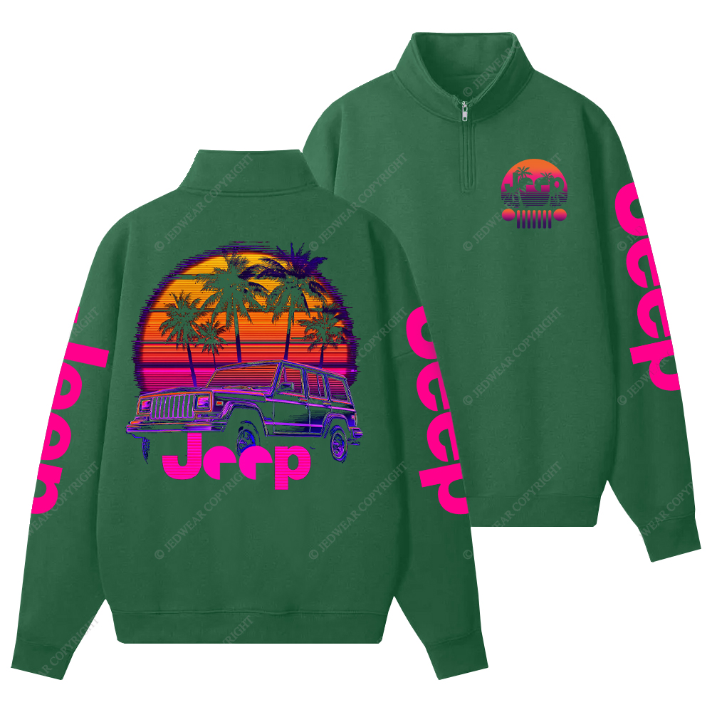 Palm Trees Beach Jp Half-Zip Jacket Sweatshirt