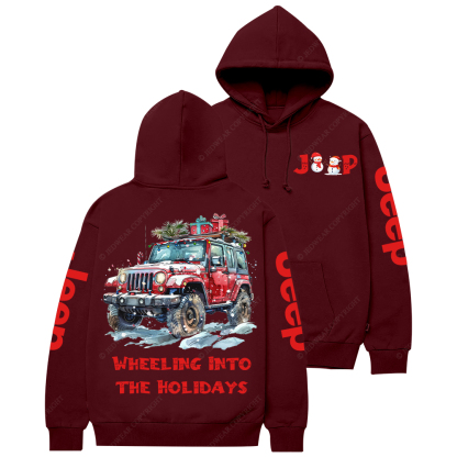 Christmas Wheeling Into The Holidays Jp Casual Hoodie