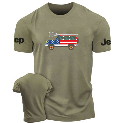 American Flag Lacrosse Love Car Design T-Shirt