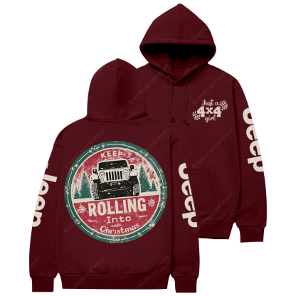 Keep Rolling Into Christmas Jp Casual Hoodie