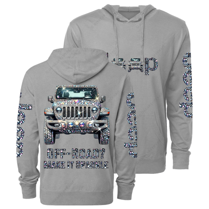 Bling Sparkle Rhinestone Car Glam Girl Jp Oversized Lightweight Hoodie   