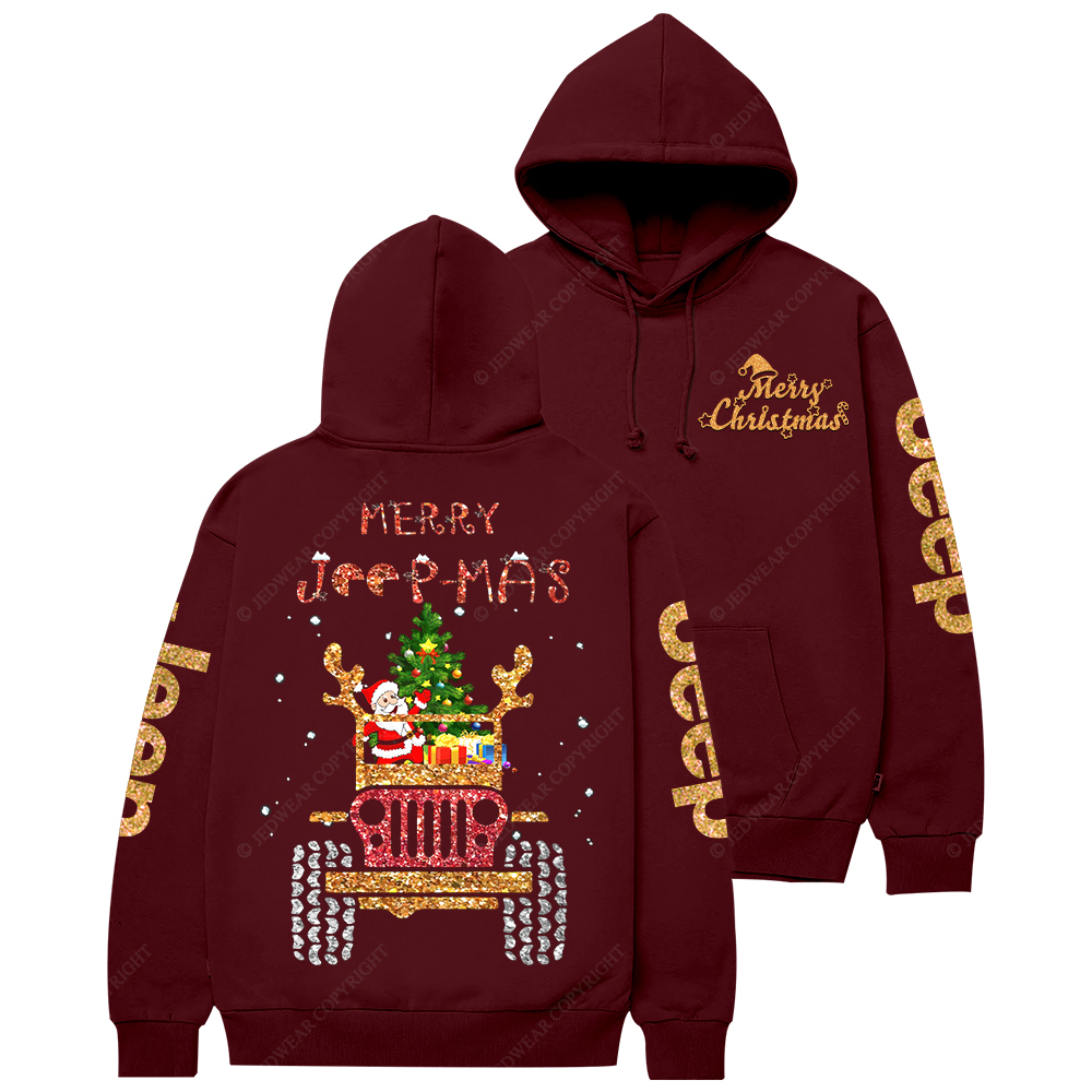Christmas Santa Claus Driving A Red Car Jp Casual Hoodie