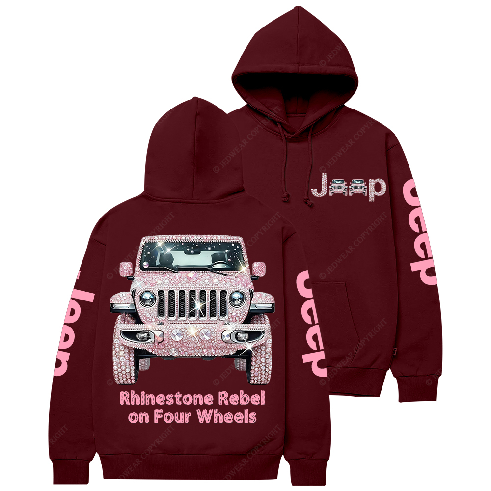 Pink Bling Sparkle Rhinestone Car Glam Girl Jp Casual Hoodie